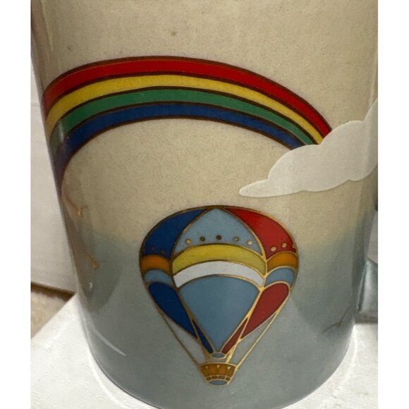 Vintage Otagiri Japan Ceramic Mugs Rainbow & Hot Air Balloon Pride Set of 2 - Picture 3 of 7